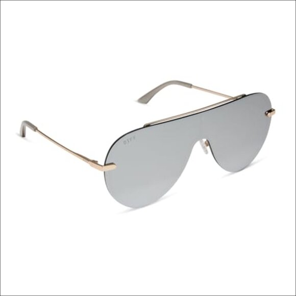 Oversized Shield Sunglasses with Metal Frame and UV400 Protection main image 3
